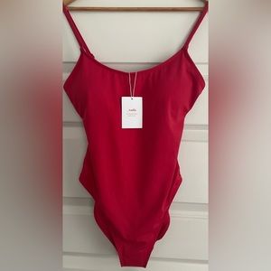 NWT Andie Swimwear “The Amalfi” One Piece Suit Cherry Red Size: US Medium